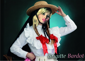 Ilustración estilo vintage de Brigit Bardot inspirada en Chiquinquirá y la cultura boyacense.